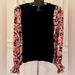 Black and Pink/Peach Floral Relaxed Blouse